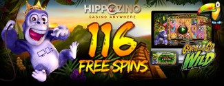 Hippozino Online Casino - 116 Free Spins on Gorilla Go Wild Slot Game!