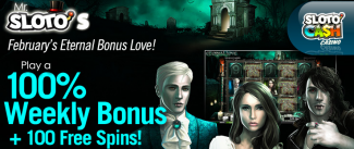 Sloto Cash Online Casino - 100% Bonus + 50 Free Spins on Eternal Love February 2017