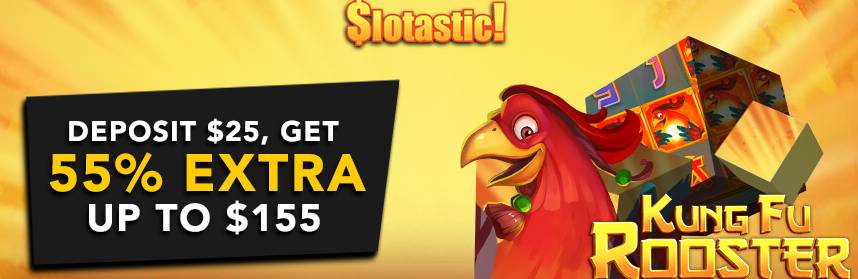 Slotastic Casino - 55% Bonus up to $155 July 2017