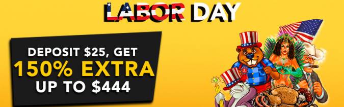 Slotastic Casino - 150% Labor Day Bonus up to $444 September 2017