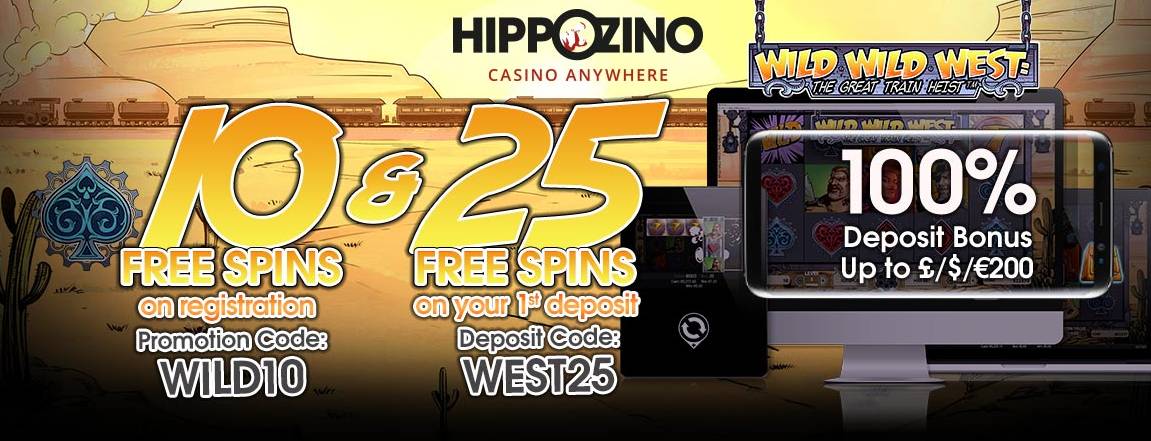 Hippozino Casino - Exclusive 35 FS on Wild Wild West + £€$800 Welcome Pack 2017