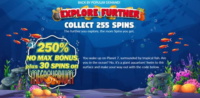 Planet 7 Casino - 250% No Max Bonus Code + 225 Free Spins March 2018