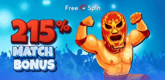 Free Spin Casino - 215% Deposit Bonus Code + 35 FS on Lucha Libre 2