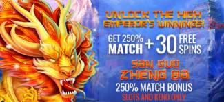 Casino Extreme - 250% Deposit Bonus Code + 30 Free Spins on San Guo Zheng Ba