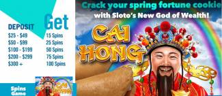 Sloto Cash Casino - up to 100 Daily Free Spins on Cai Hong May 2018