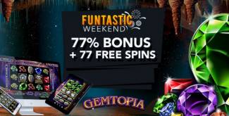 Slotastic Casino - 77% Weekend Bonus up to $375 + 77 Free Spins on Gemtopia