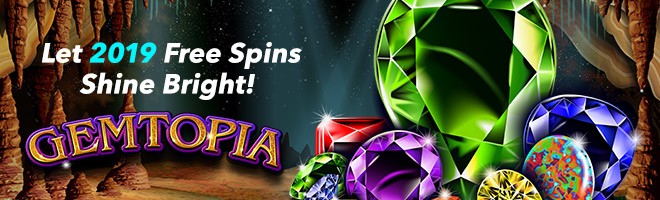 Sloto Cash Casino - up to 100 Daily Free Spins on Gemtopia January 2019