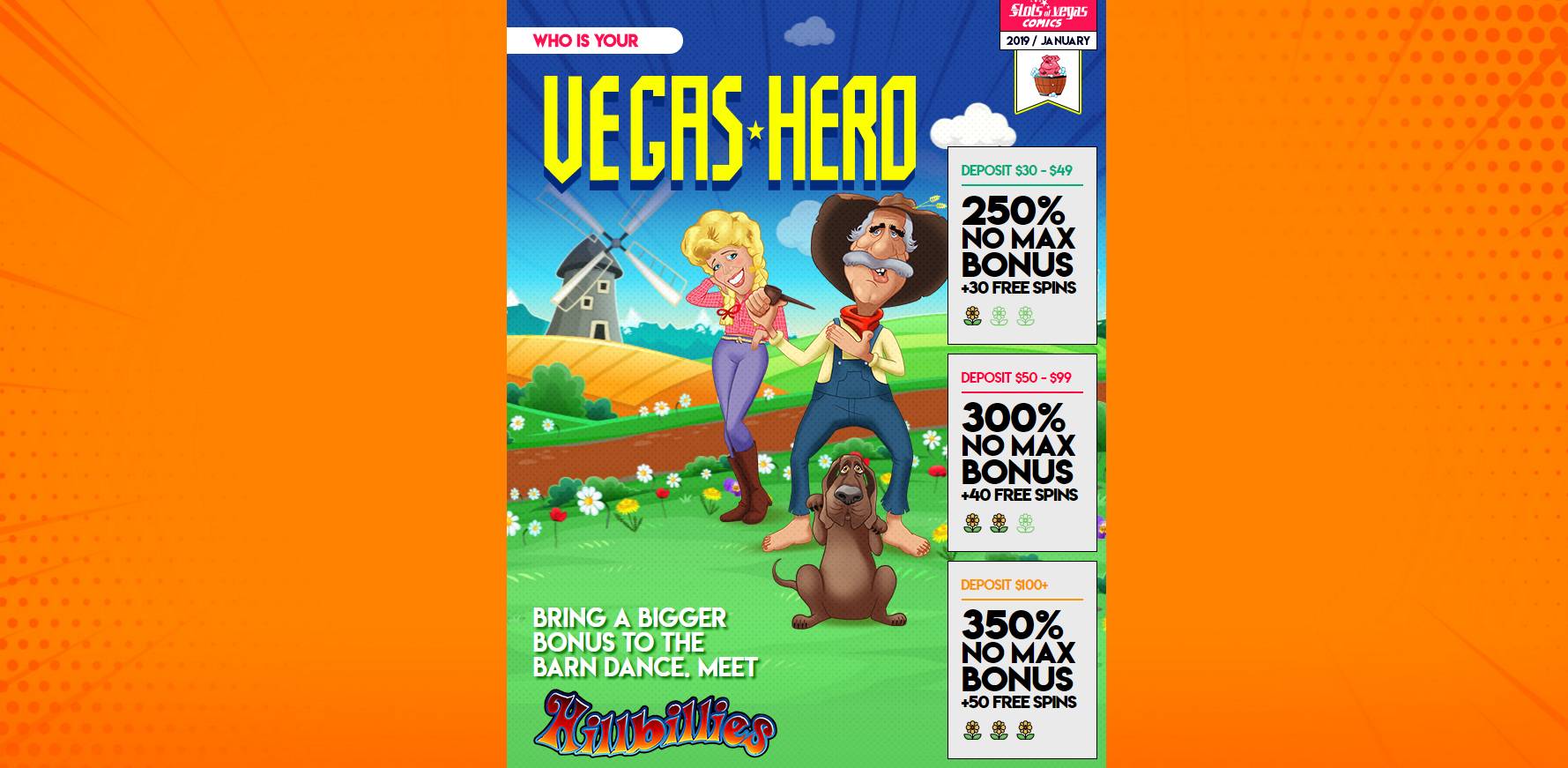 Slots of Vegas Casino - 350% No Max Bonus + 50 Free Spins on Hillbillies