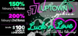 Uptown Pokies - 200% Deposit Bonus Code + $100 Free Chip February 2019