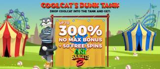 Cool Cat Casino - up to 300% No Max Bonus + 50 Free Spins on Cash Bandits 2