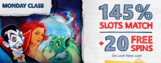 Free Spin Casino - 145% Deposit Bonus Code + 20 Free Spins on Loch Ness Loot