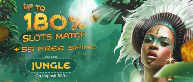 Free Spin Casino - 180% Deposit Bonus Code + 55 FS on Secret Jungle