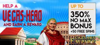 Slots of Vegas Casino - 350% No Max Bonus + 50 Free Spins on Caesars Empire