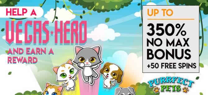 Slots of Vegas Casino - 350% No Max Bonus + 50 Free Spins on Purrfect Pets
