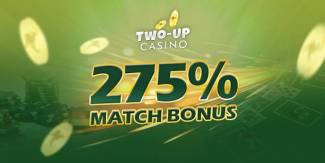TwoUp Casino - 275% Deposit Bonus + 25 Free Spins on Popinata