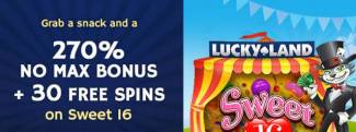 Cool Cat Casino - 270% No Max Bonus Code + 30 FS on Sweet 16
