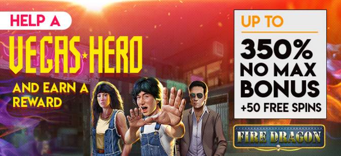 Slots of Vegas Casino - 350% No Max Bonus + 50 Free Spins on Fire Dragon
