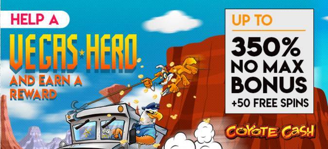 Slots of Vegas Casino - 350% No Max Bonus + 50 Free Spins on Coyote Cash