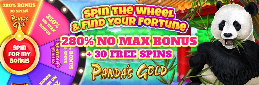 Spin the Wheel - up to 355% Bonus @ 11 RTG Casinos