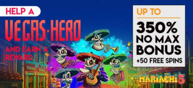Slots of Vegas Casino - 350% No Max Bonus + 50 Free Spins on The Mariachi 5
