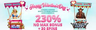 230% No Max Bonus Code + 30 FS on Naughty or Nice 3/Trigger Happy @ 11 RTG Casinos (this weekend only)