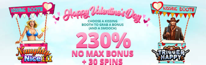 230% No Max Bonus Code + 30 FS on Naughty or Nice 3/Trigger Happy @ 11 RTG Casinos (this weekend only)