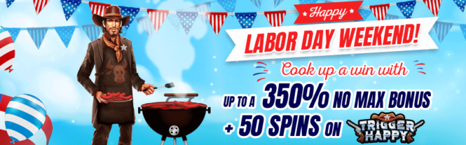 Up to 350% No Max Bonus Code + 50 FS on Trigger Happy @ 4 RTG Casinos (this weekend only)