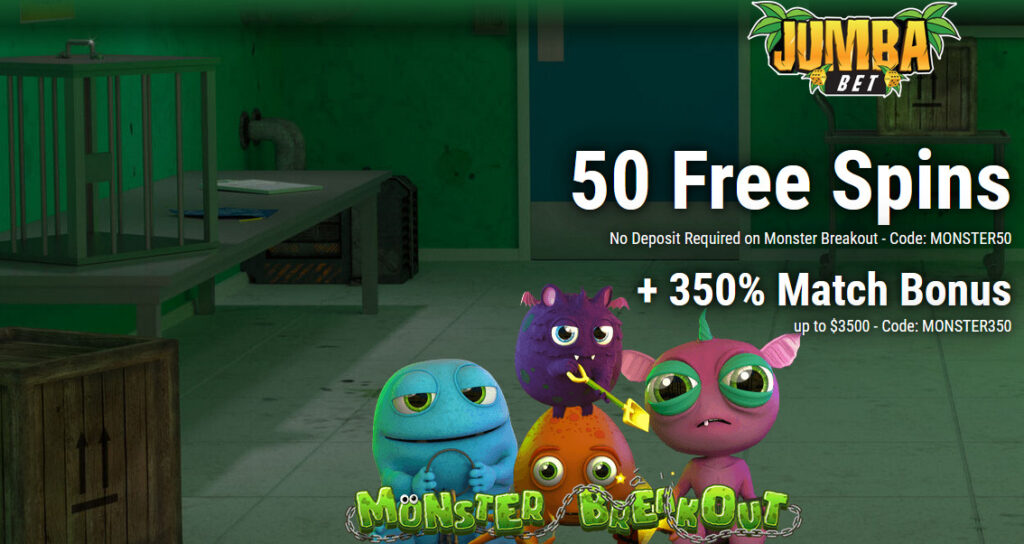 Jumba Bet Casino - Exclusive 50 No Deposit FS Bonus Code on Monster ...