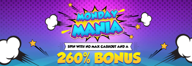 True Blue Casino - 260% Monday Mania Deposit Bonus Code (today only)