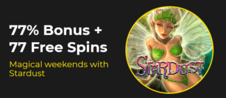 Slotastic Casino - 77% Weekend Bonus up to $375 + 77 Free Spins on Stardust