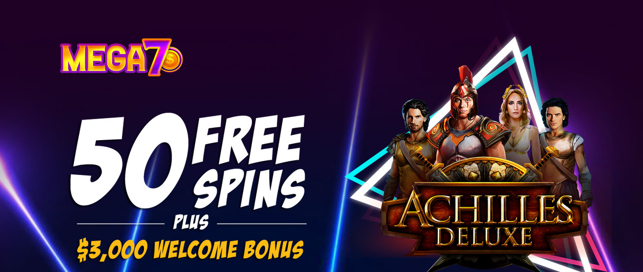 Mega 7s Casino - Exclusive 50 No Deposit FS Bonus Code on Achilles Deluxe
