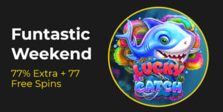 Slotastic Casino - 77% Weekend Bonus up to $375 + 77 Free Spins on Lucky Catch
