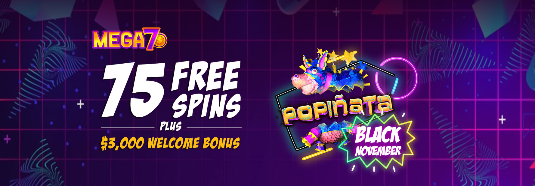 Mega 7s Casino - Exclusive 75 No Deposit Free Spins Bonus Code on Popinata