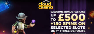 Cloud Casino - Exclusive up to £500 Welcome Pack + 150 FS on Selected Slots