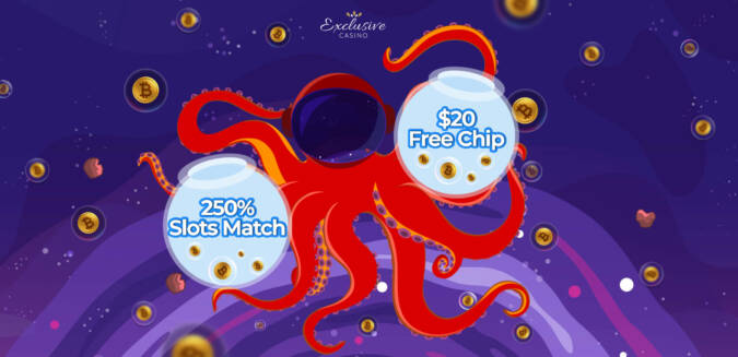 Exclusive Casino - Exclusive $20 Free Chip + 250% Slots Match