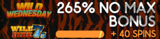 Velvet Spin Casino - 265% Wednesday Deposit Bonus + 40 Free Spins on Wild Fire 7s (today only)