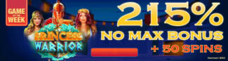 Spin Oasis Casino - 215% Deposit Bonus + 50 Free Spins on Princess Warrior