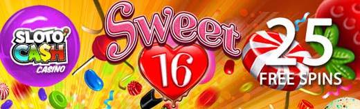 Sloto Cash Casino - 25 No Deposit FS Bonus Code on Sweet 16 June 2022