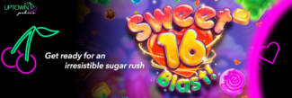 Uptown Pokies - 16 No Deposit Free Spins on Sweet 16 Blast! + 300% Bonus + 30 FS