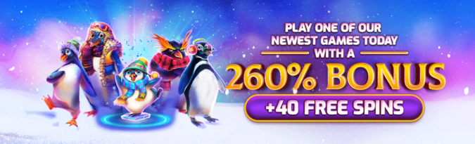 260% No Max Bonus Code + 40 FS on Penguin Palooza @ 11 SpinLogic Gaming Casinos (today only)