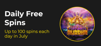 Slotastic Casino - up to 100 daily Free Spins on Fortunate Buddha July 2022