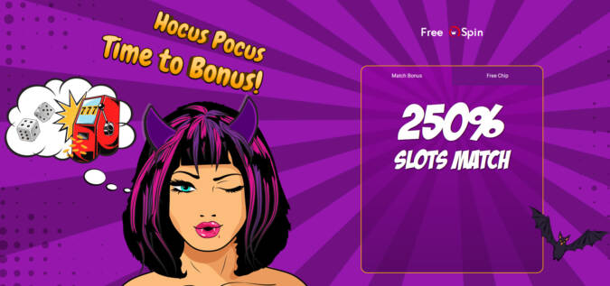 Free Spin Casino - Exclusive $25 Free Chip + 250% Halloween Welcome Match Bonus