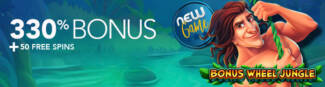 Heaps O Wins Casino - 330% Deposit Bonus + 50 Free Spins on Bonus Wheel Jungle