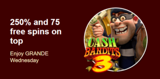 Grande Vegas Casino - 250% Deposit Bonus + 75 Free Spins on Cash Bandits 3