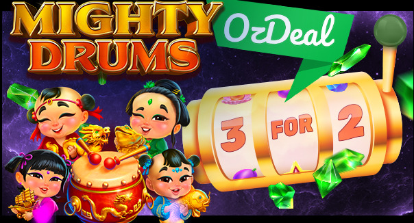 Ozwin Casino - 225 Free Spins on Mighty Drums April 2023
