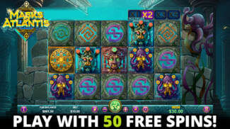 CasinoMax - 50 No Deposit Free Spins Bonus Code on Masks of Atlantis