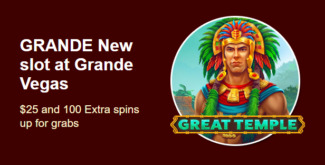 Grande Vegas Casino - 150% Deposit Bonus + 50 FS on Great Temple