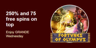 Grande Vegas Casino - 250% Deposit Bonus + 75 Free Spins on Fortunes of Olympus