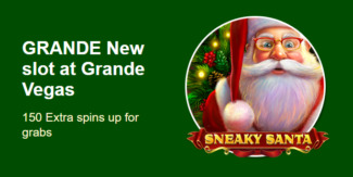 Grande Vegas Casino - 150% Deposit Bonus + 50 FS on Sneaky Santa