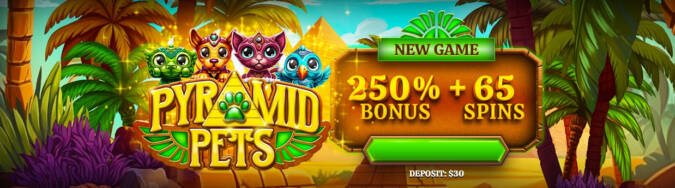 Raging Bull Casino - 250% Bonus Code + 65 Free Spins on Pyramid Pets